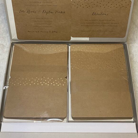 GARTNER STUDIOS BRIDES INVITATION KIT WEDDING GOLD DOTS RUSTIC DIY 30 CT - Picture 6 of 9